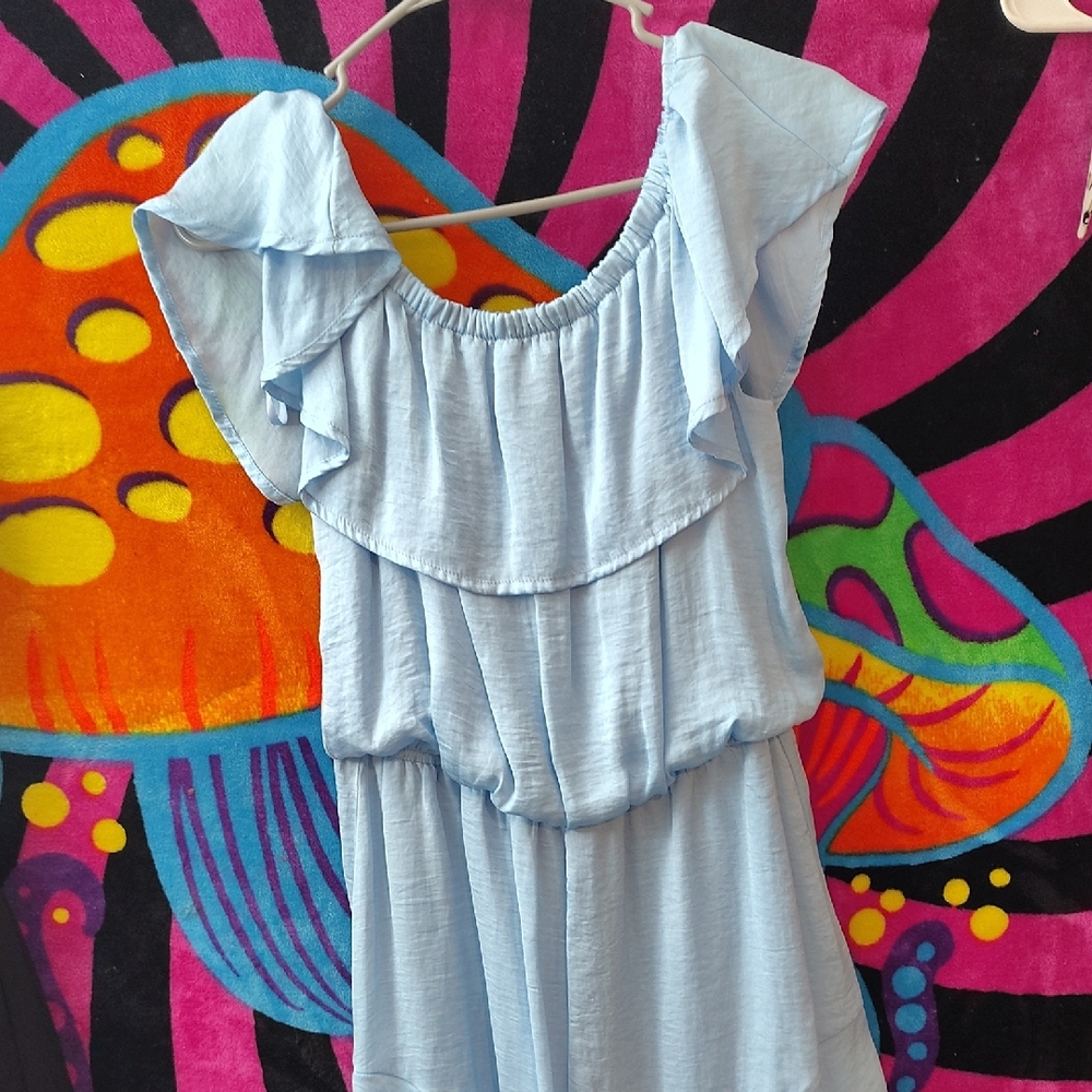 She + Sky Light Blue Off-Shoulder Dress